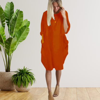 Tifanny - Lockeres Taschenkleid mit langen Ärmeln