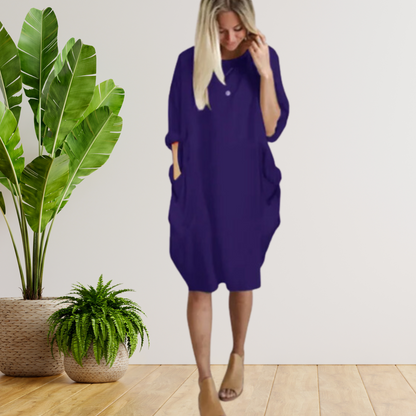 Tifanny - Lockeres Taschenkleid mit langen Ärmeln