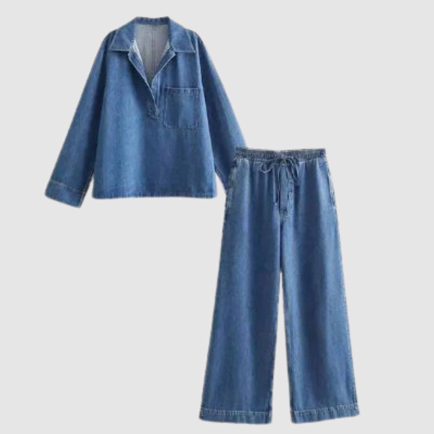 Ariel - Stylisches blaues Herbst-Denim-Set für Frauen
