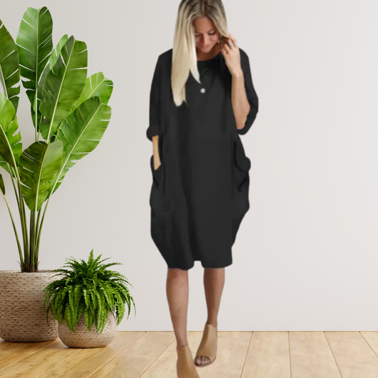Tifanny - Lockeres Taschenkleid mit langen Ärmeln