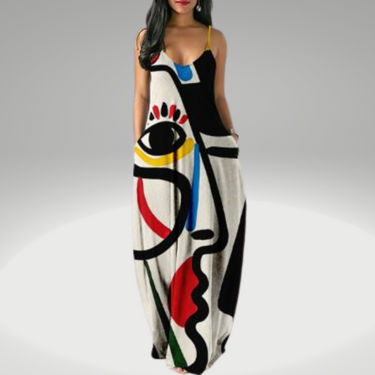 Vilea - Warmes, langes Sommerkleid mit Hosenträgern