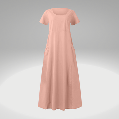 Levy - Schlichtes Kleid mit losen Taschen, aus Baumwolle und Leinen
