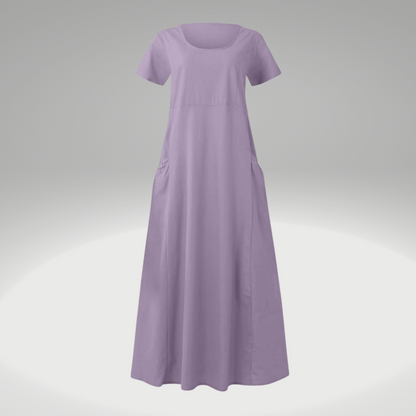 Levy - Schlichtes Kleid mit losen Taschen, aus Baumwolle und Leinen