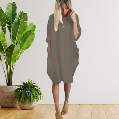Tifanny - Lockeres Taschenkleid mit langen Ärmeln