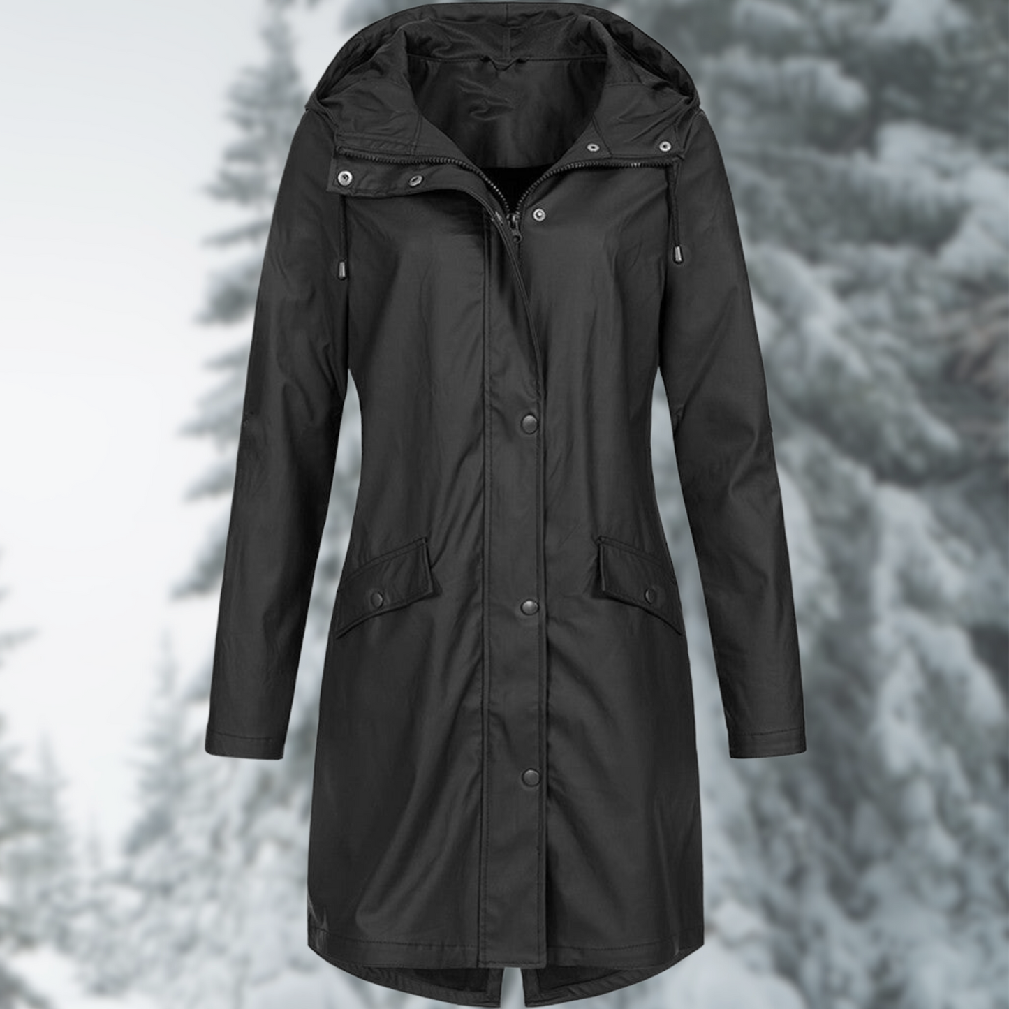 Modische lange wasserdichte Regenjacke