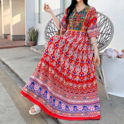 Athena - Elegantes langes Kleid mit Druck