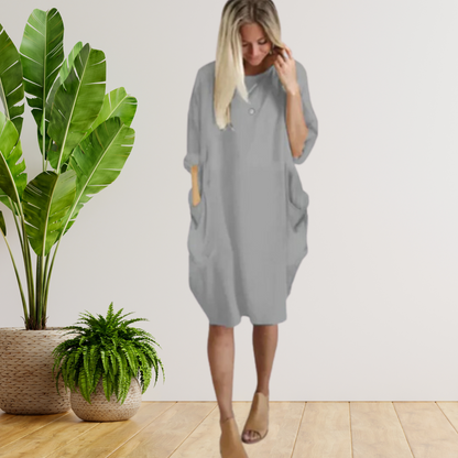 Tifanny - Lockeres Taschenkleid mit langen Ärmeln