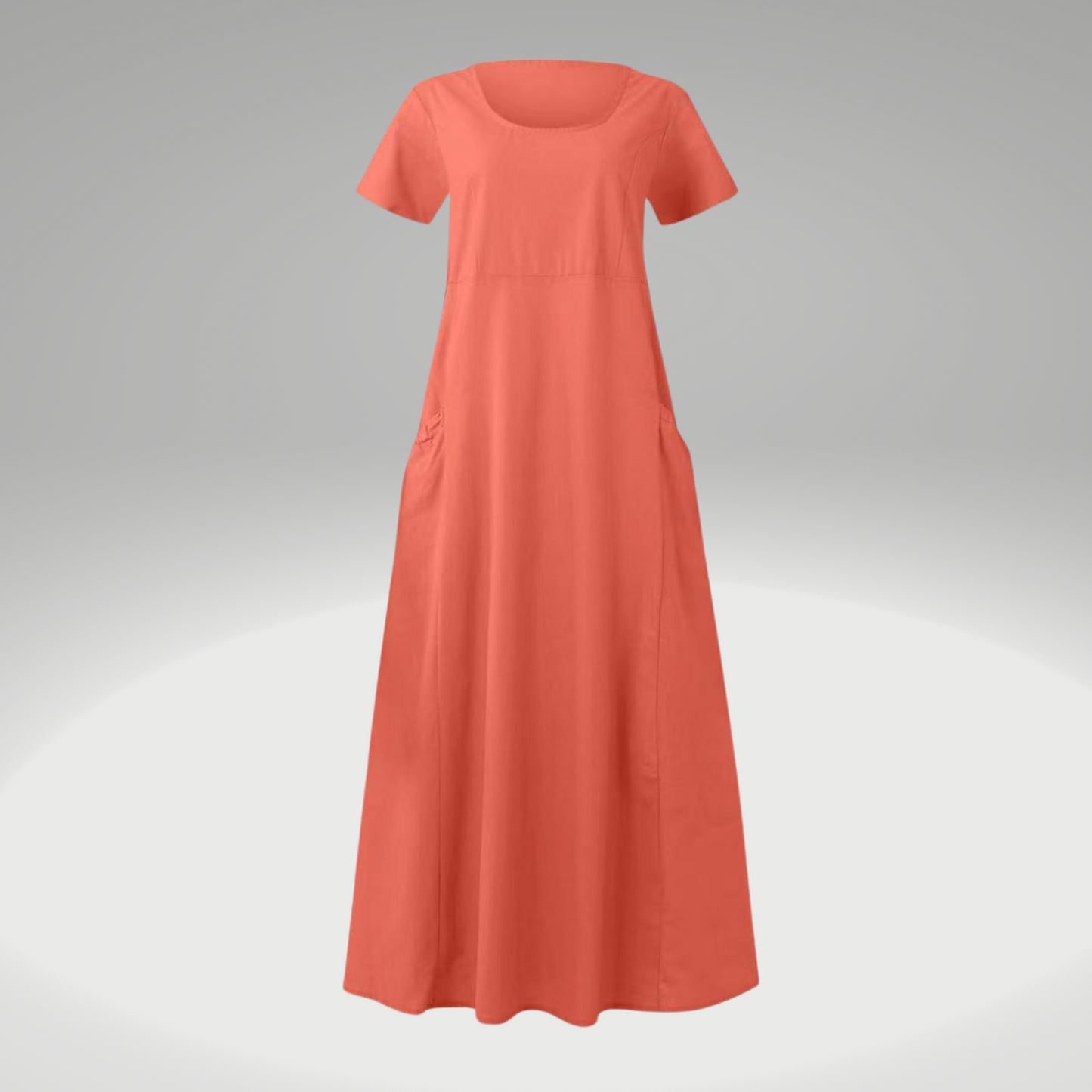 Levy - Schlichtes Kleid mit losen Taschen, aus Baumwolle und Leinen