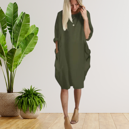 Tifanny - Lockeres Taschenkleid mit langen Ärmeln