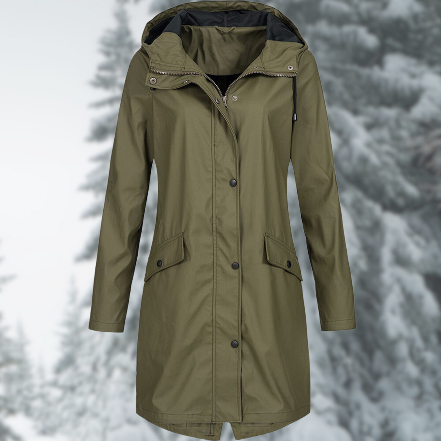 Modische lange wasserdichte Regenjacke