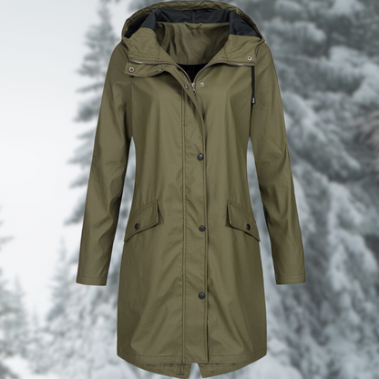 Modische lange wasserdichte Regenjacke