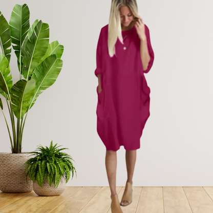 Tifanny - Lockeres Taschenkleid mit langen Ärmeln