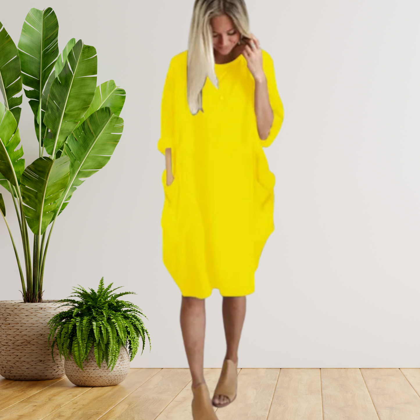 Tifanny - Lockeres Taschenkleid mit langen Ärmeln