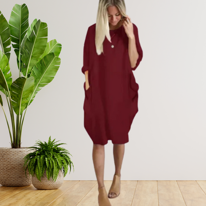 Tifanny - Lockeres Taschenkleid mit langen Ärmeln