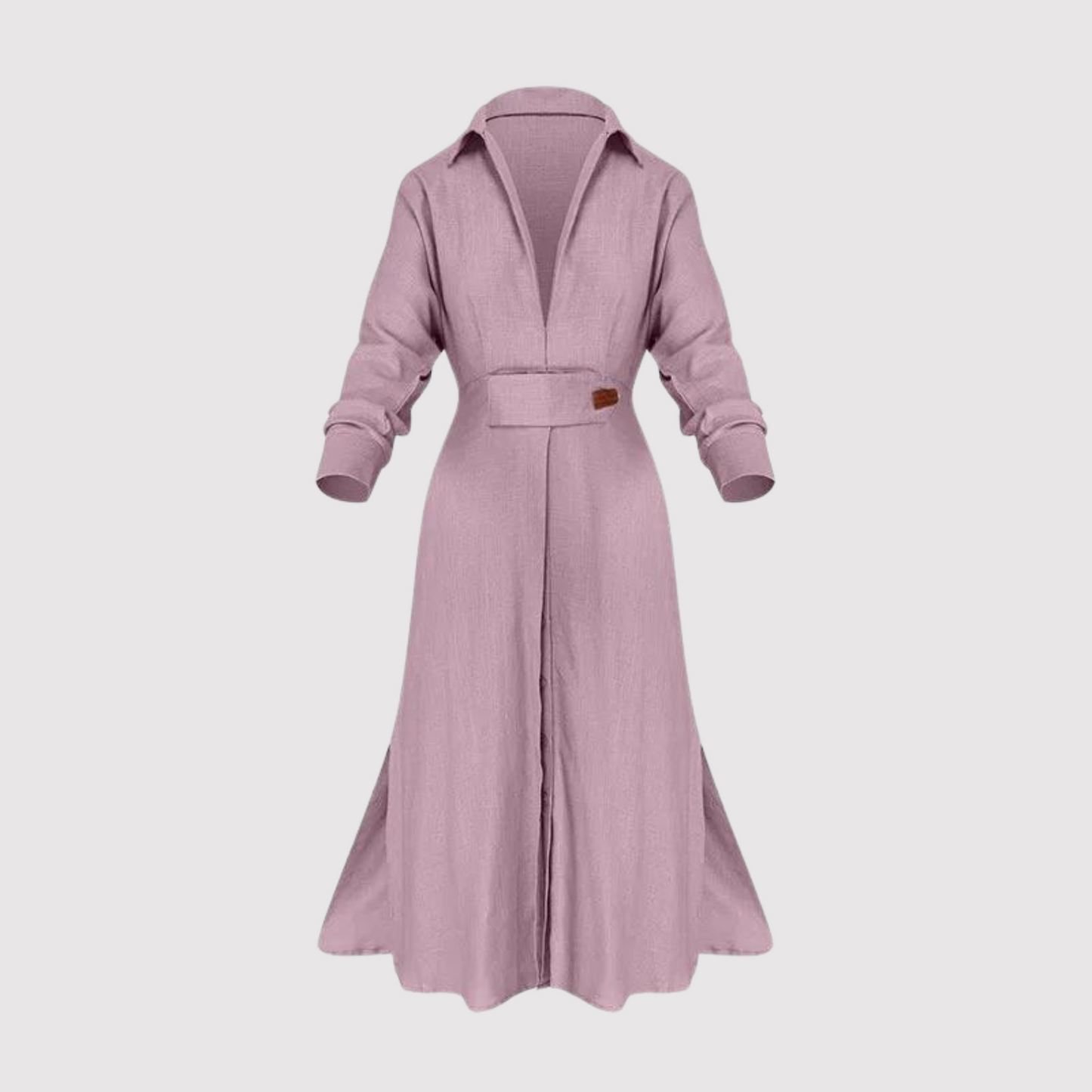 Amytist -Elegantes langärmeliges Damenkleid mit Seitenschlitz