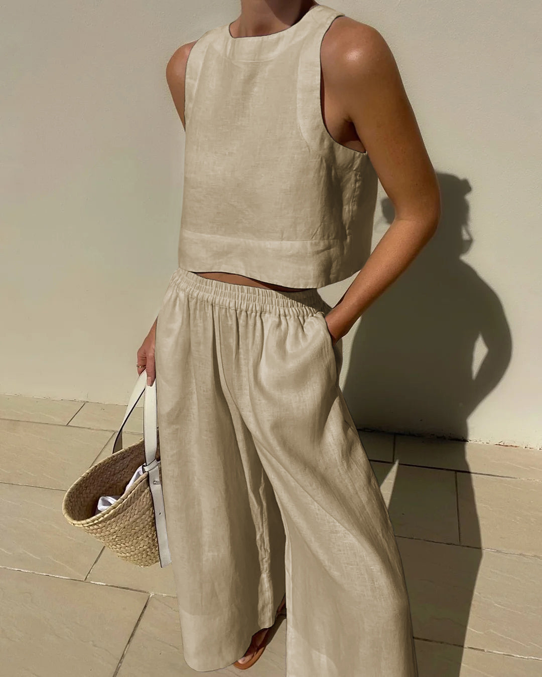 Minta - Einfarbige Hose mit Taschen