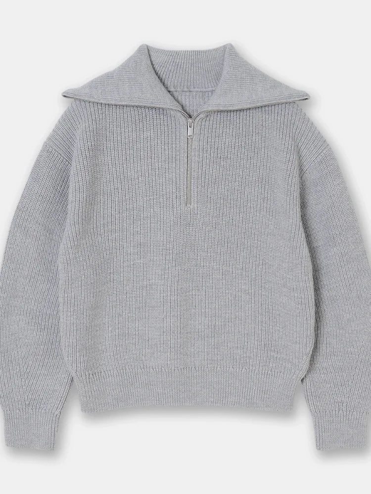 Madeleine - Rollkragenpullover mit gestreiftem Revers