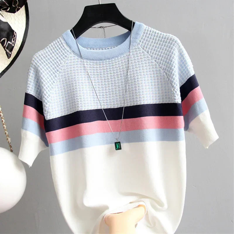 Amara Bluse | Kurzärmelige Strickbluse