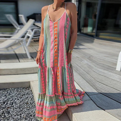 Debbie - Elegantes, ärmelloses Kleid mit Rüschen und lässigem Druck