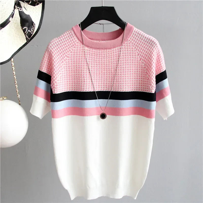 Amara Bluse | Kurzärmelige Strickbluse