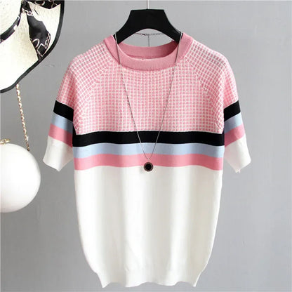 Amara Bluse | Kurzärmelige Strickbluse