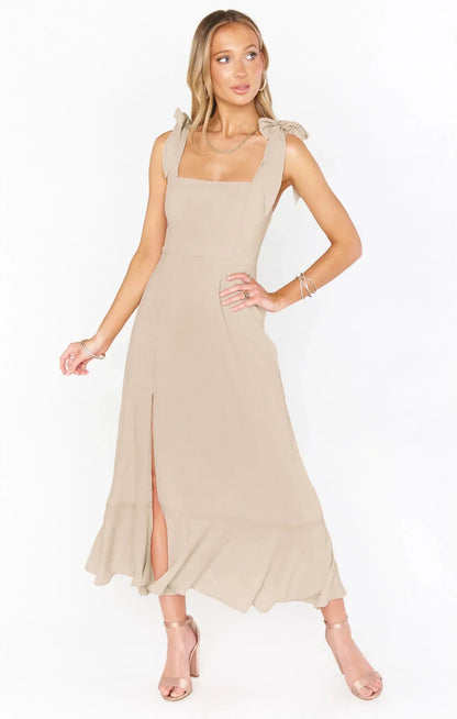 Sallie - Damen Sommer elegante Mode Kleid mit Seil Temperament Rock