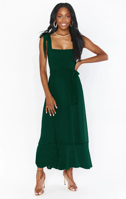 Sallie - Damen Sommer elegante Mode Kleid mit Seil Temperament Rock