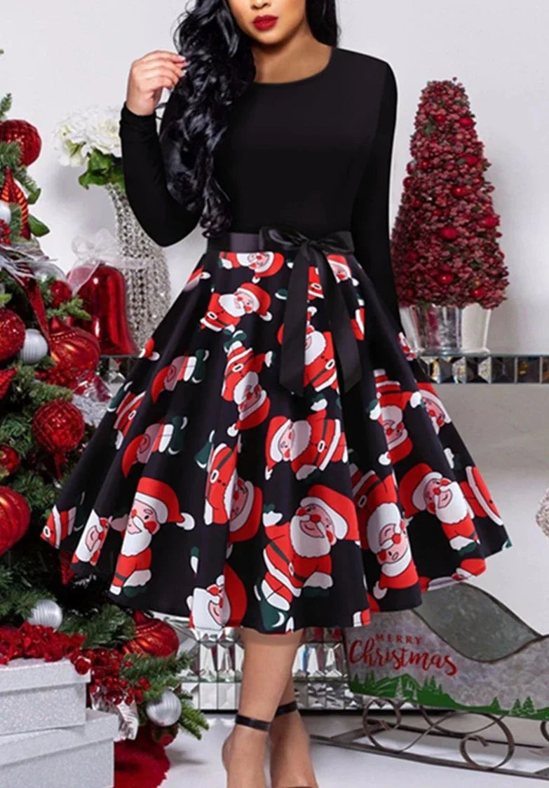 Aveena - Klassisches Vintage Swing Kleid mit langen Ärmeln