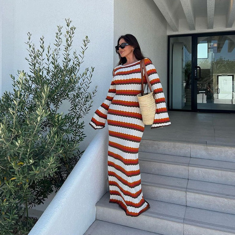 Jorine - Gestreiftes Maxi-Strickkleid