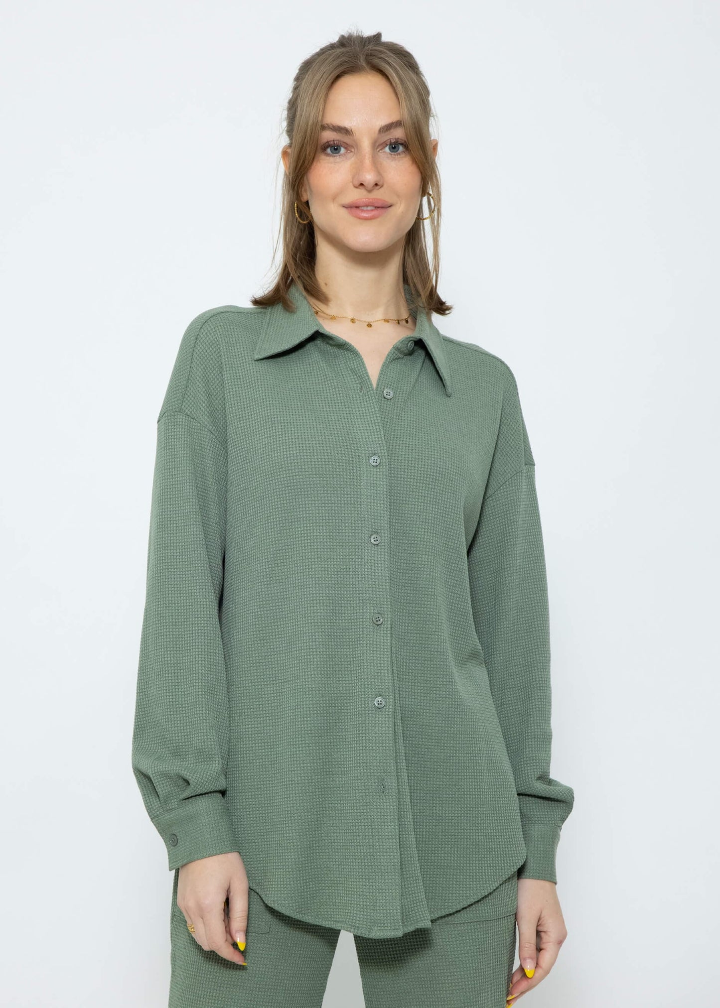 Reina - Oversize-Bluse aus Waffelpiqué