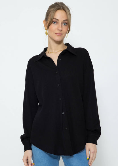 Reina - Oversize-Bluse aus Waffelpiqué