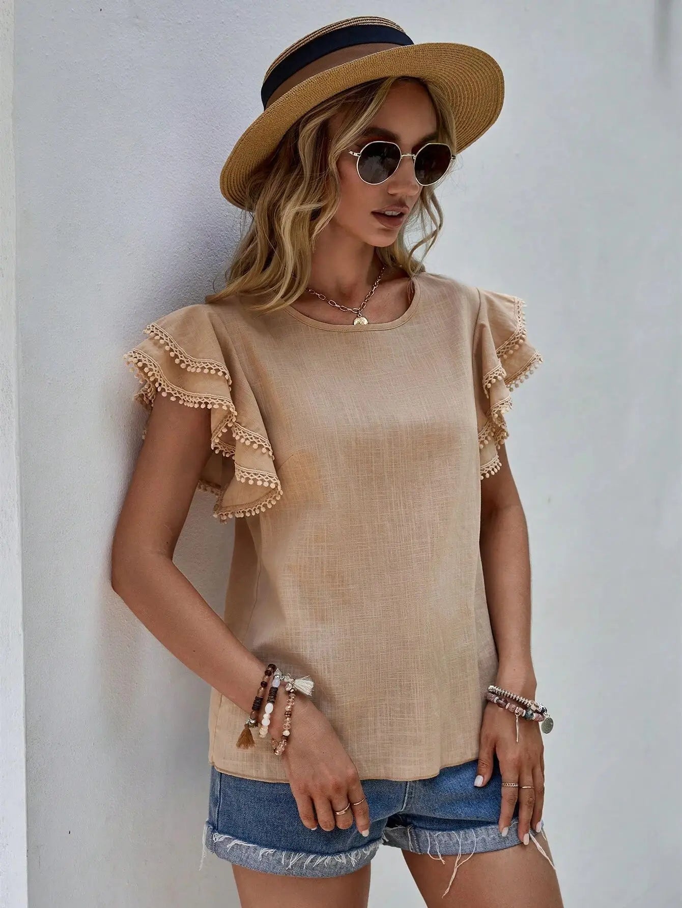 Camillia - Feminine Bluse mit gerafften Ärmeln
