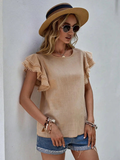 Camillia - Feminine Bluse mit gerafften Ärmeln