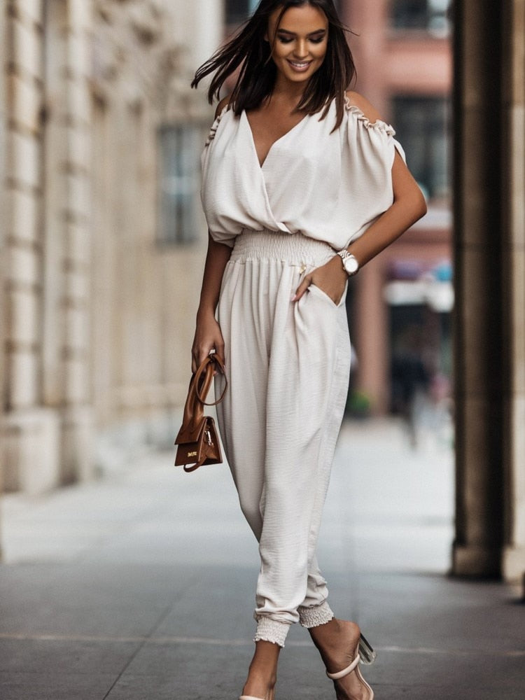 Clarisse - Eleganter Overall mit freien Schultern und Taschen