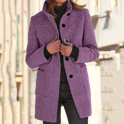 Elegante Stehkragen Lange Jacke