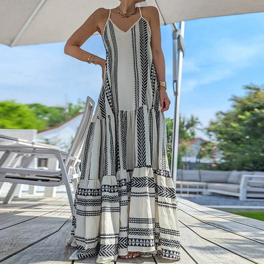 Debbie - Elegantes, ärmelloses Kleid mit Rüschen und lässigem Druck
