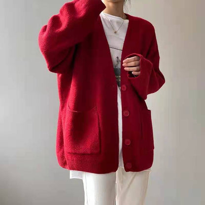 Strickjacke mit V-Ausschnitt