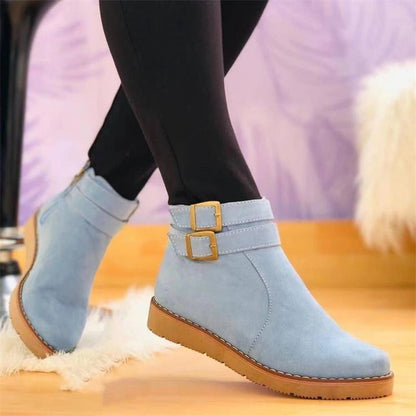 Retro-Stiefeletten mit Reißverschluss aus Wildlederimitat