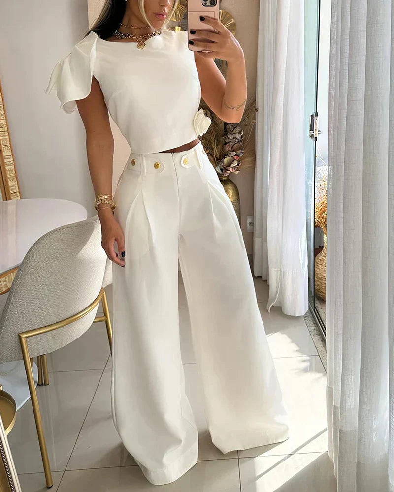 Zweiteiliges Set - ärmelloses T-Shirt und weite Hose