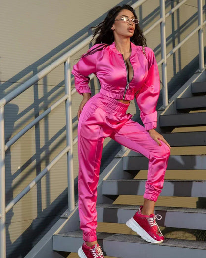 Riel - Stylisches Herbst-Satin-Trainingsanzugset für Frauen