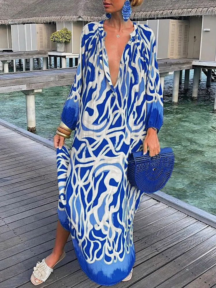 Georgette - Bohème Maxikleid mit langen Ärmeln
