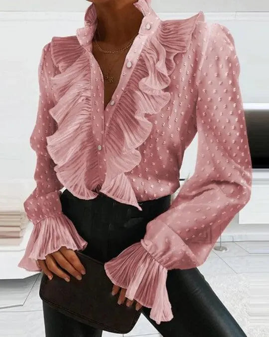 Hannie - Bluse mit Rüschen und langen Ärmeln
