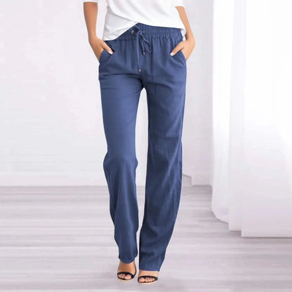 Damen Leinenhose - Entspannt - Atmungsactivees Material, elastischer Bund - Perfekt für einen entspannten Tag