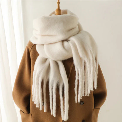 Velucci | Kaschmir Warmer Winterschal mit großen Quasten