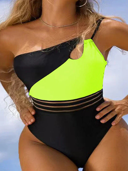 Bikini-Badebekleidung für Frauen Stoff-Panel-Patchwork-Body