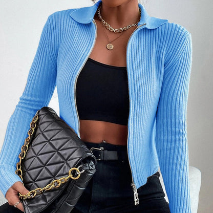 Liv - Chic gestrickte Herbst Strickjacke mit Reißverschluss für Frauen