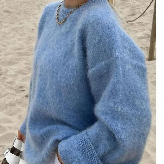 Eliana - Oversize Strickpullover Blau für Frauen
