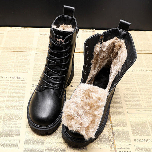 Schwarze Leder-Winterstiefel - Louisa