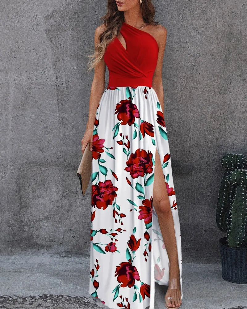 Emery - Elegantes Maxikleid mit einer Schulterpartie