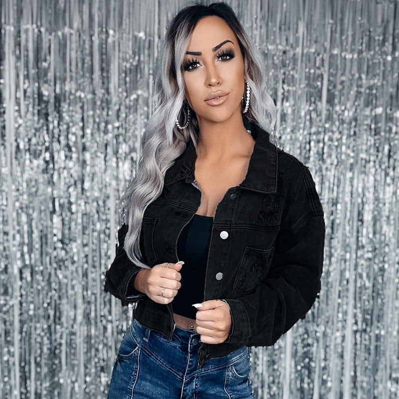 Gretchen - modische Jeansjacke mit Fransen